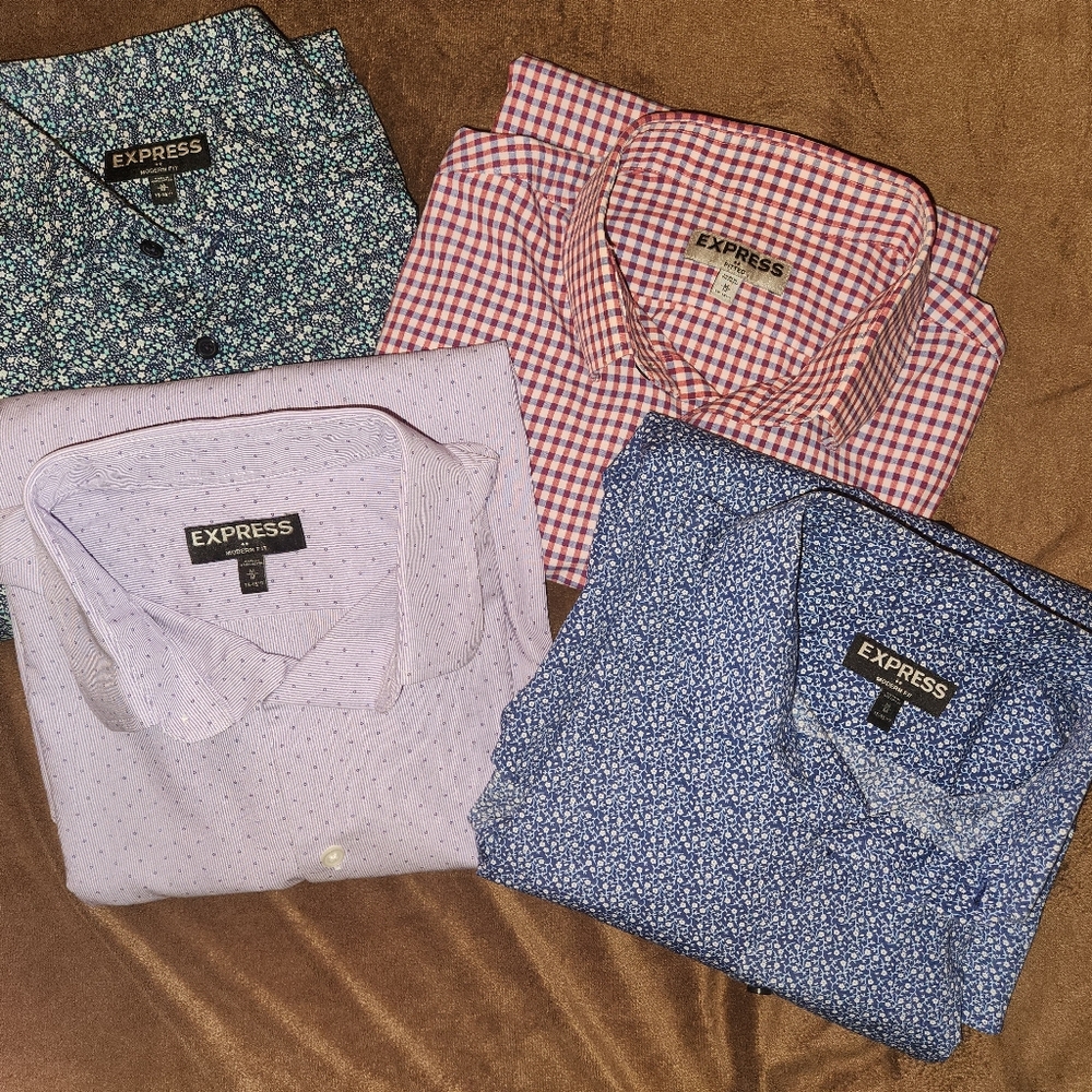 Mens Express Long Sleeve Dress Shirts M 15 15 1/2 Lot of 4